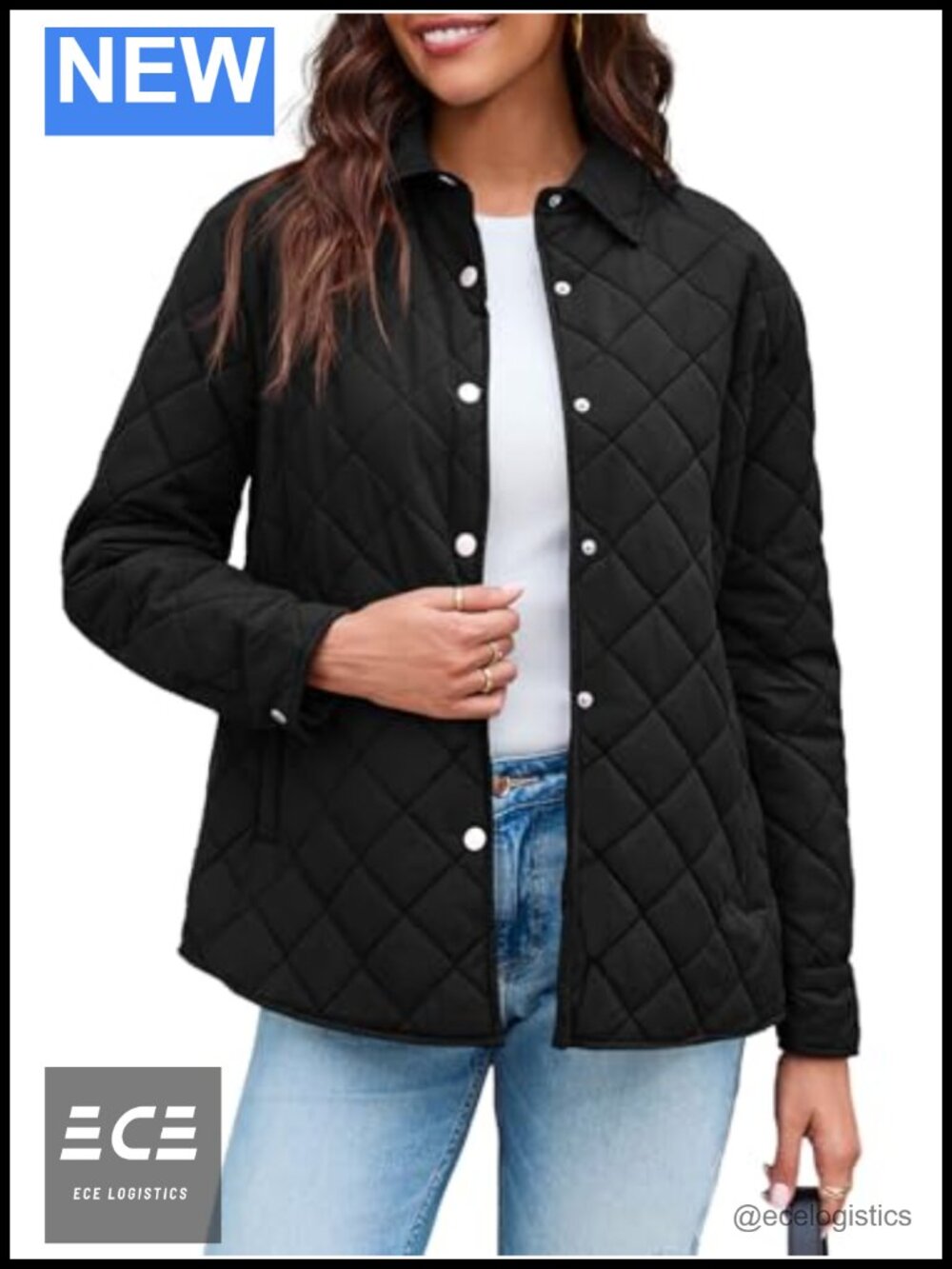 Grlasen Women's Quilted Puffer Jacket Button Down Stand Collar Lightweight Coat